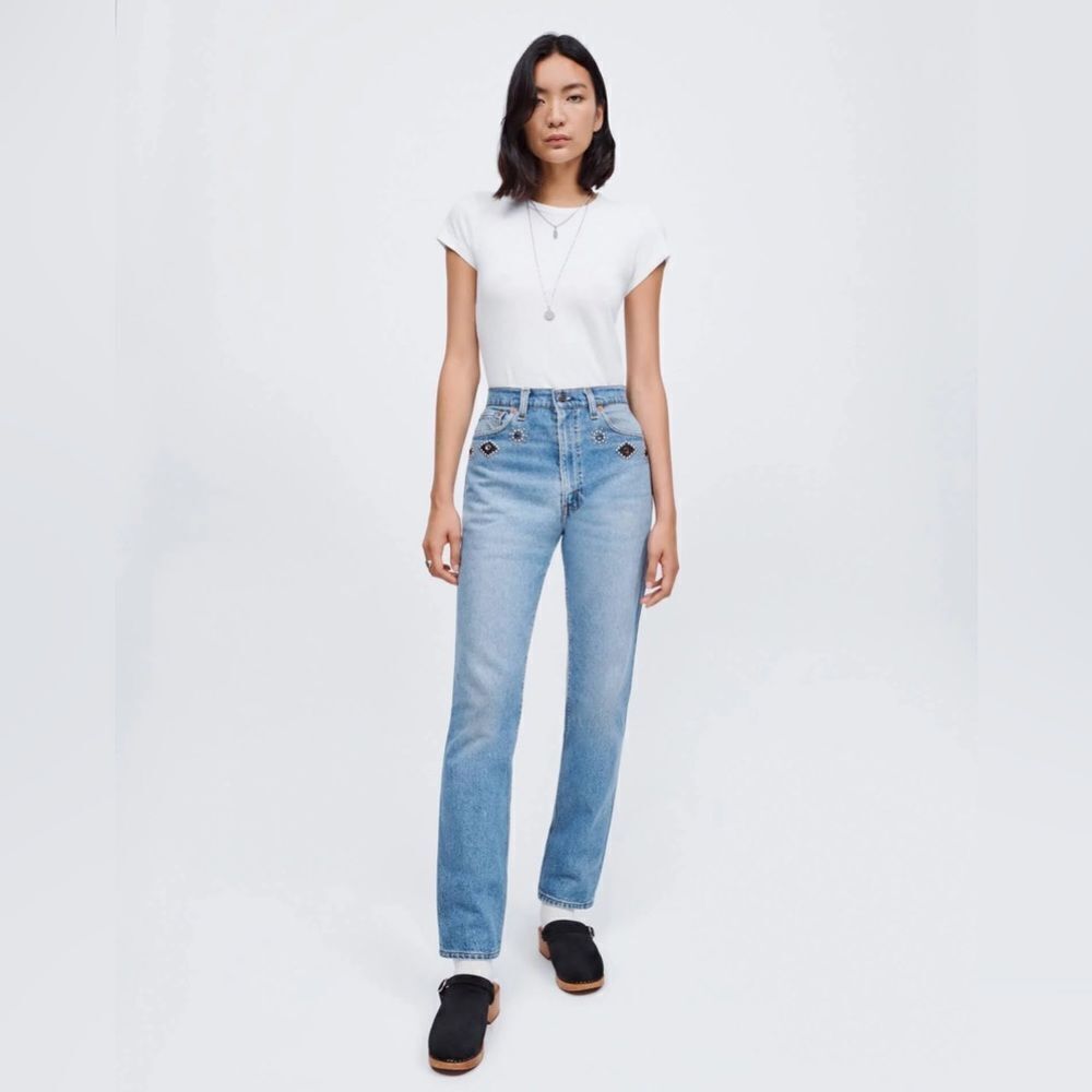 NWT REDONE LEVI'S RARE 70S STRAIGHT IN INDIGO STUD MSRP $625.00